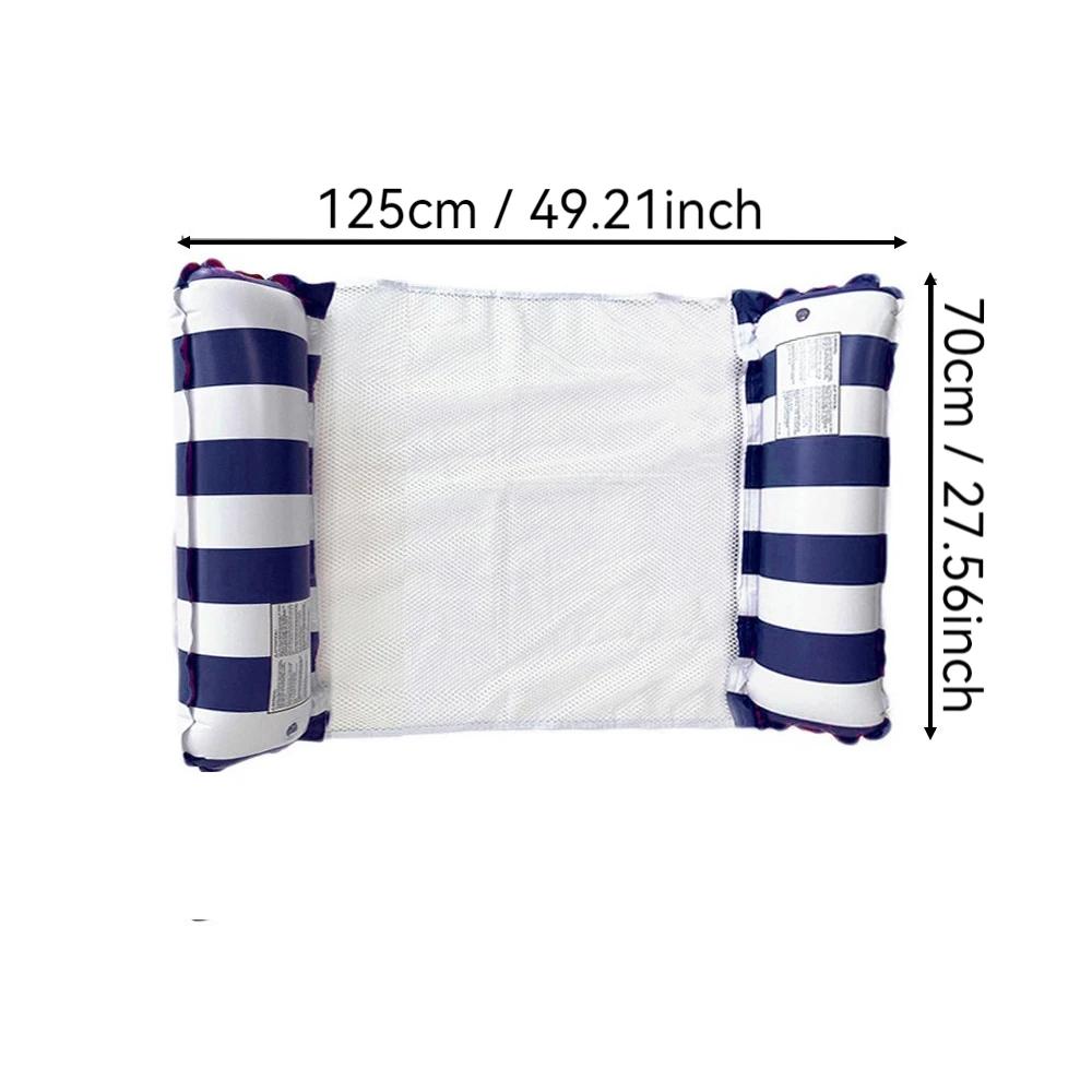 Inflatable Water Foldable Hammock Mesh Backrest PVC Stripe Floating Lounge Mattress Portable Float Summer Party Beach Pool Lake