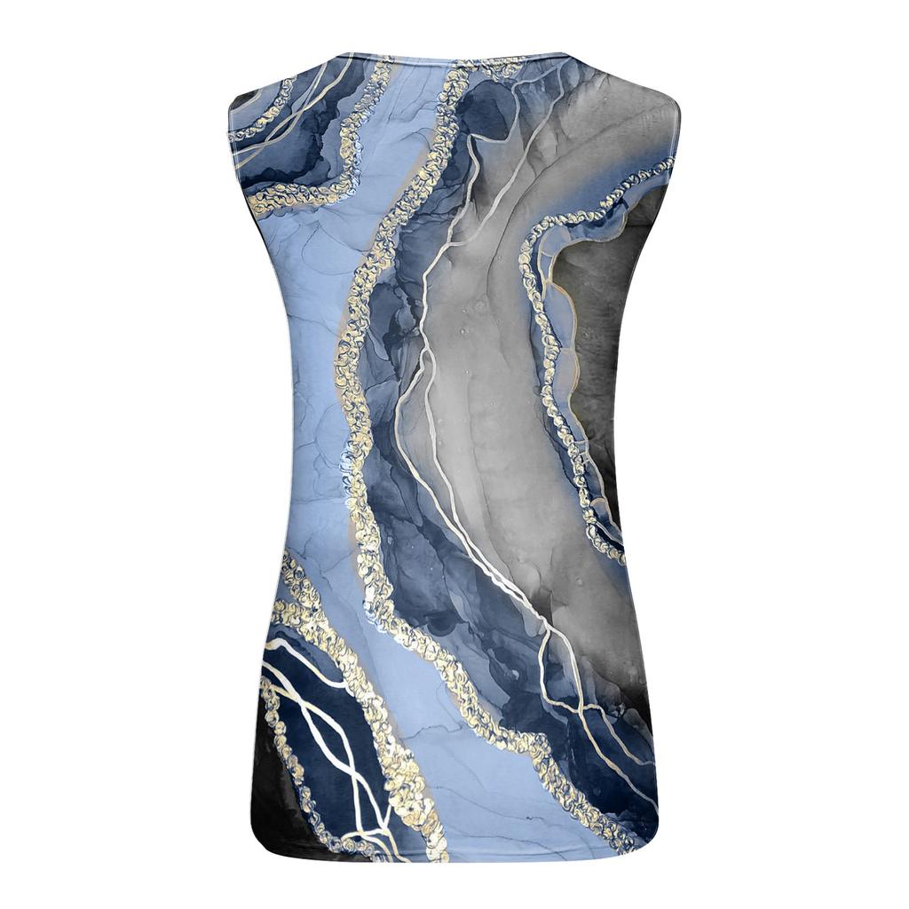 Dámské tílko s výstřihem do V Basic Potištěné Ležérní Splývavé léto Bez rukávů Topy s hlubokým bočním střihem pro ženy