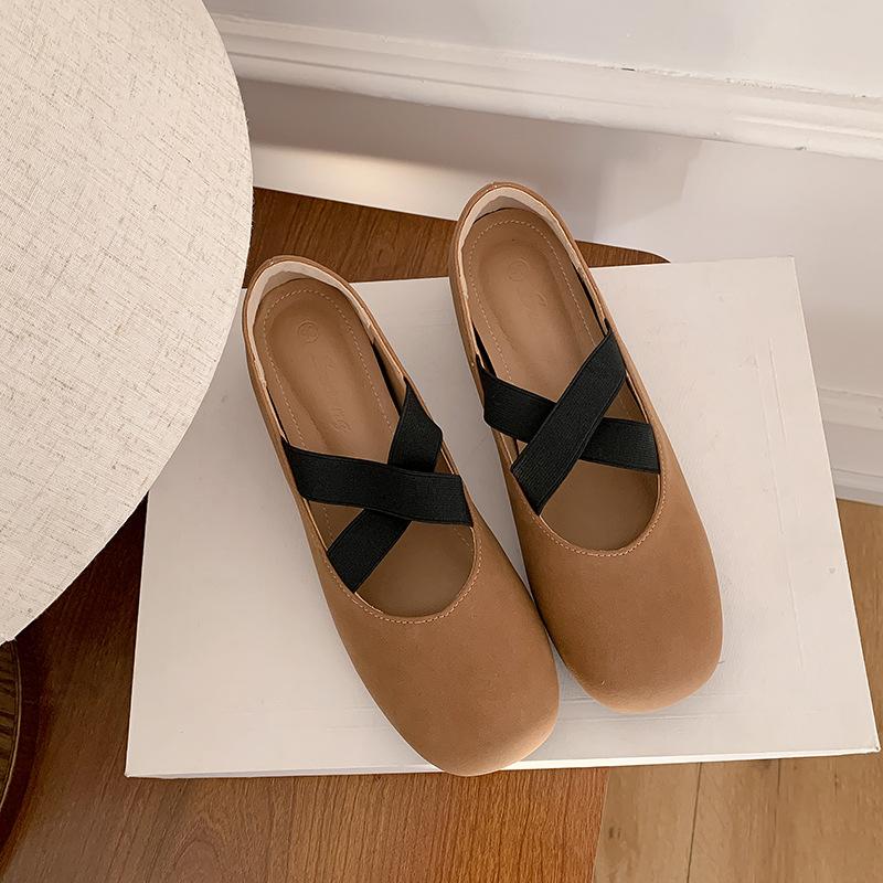 

Super soft French inner height increase 5cm Mary Jane shoes new leather retro square head strap ballet women s shoes 3233 33