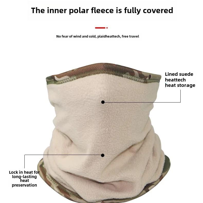 Winter Camouflage Fleece-lined Scarf Thickened Outdoor Headcover Warm Face Mask Riding Small Cap Thermal Headset