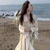 White Trench Coat for Women New Style British Retro Spring and Autumn Style Mid-length for Small People