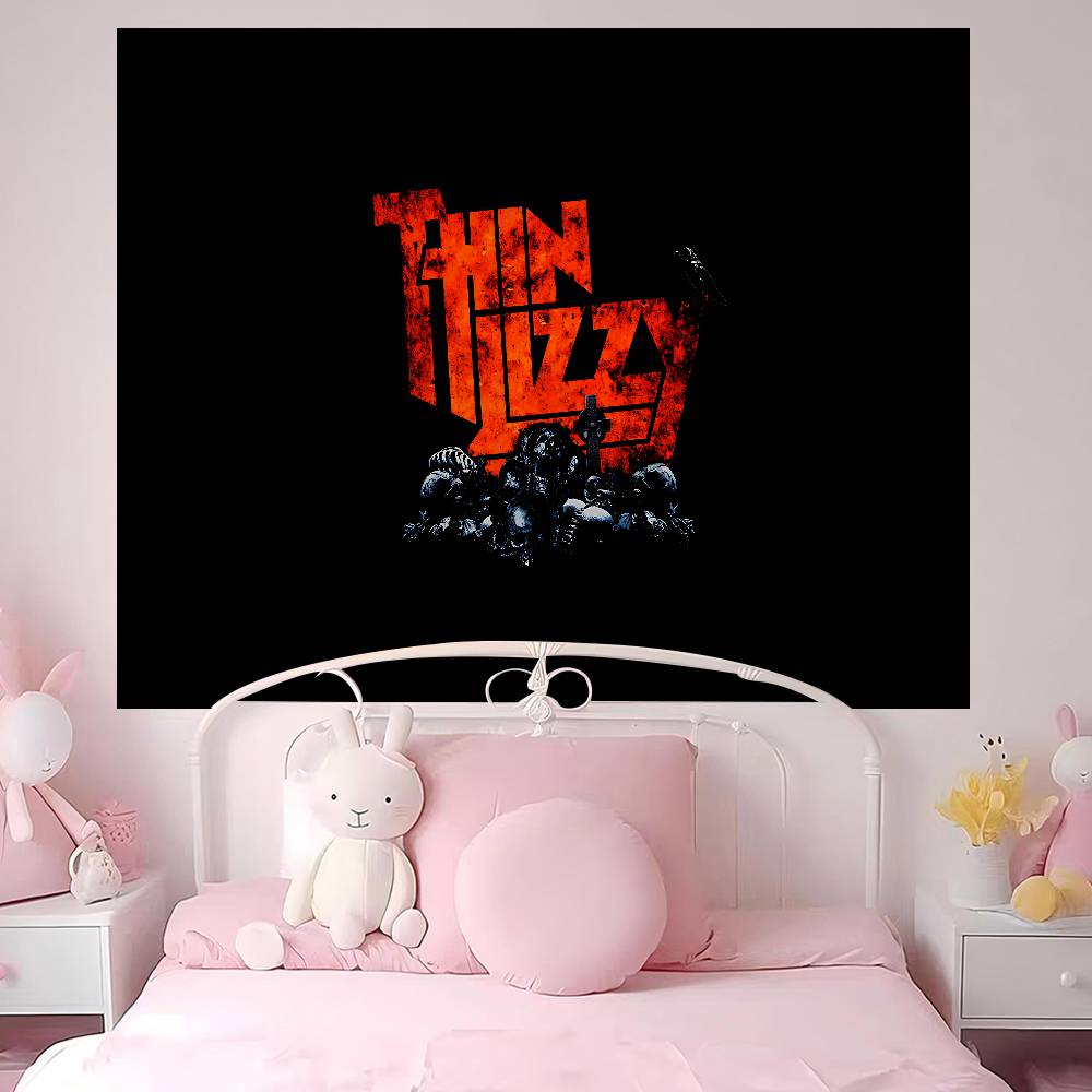 Rock Band TThin LizzyS Anime Tapestry Hippie Flower Wall Carpets Dorm Decor Cheap Hippie Wall Hanging
