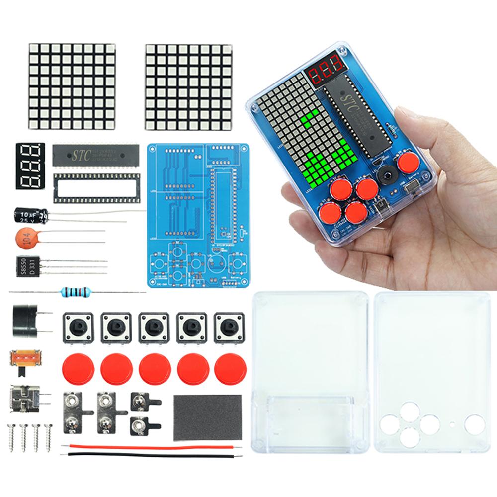 DIY Kit Electronic Pixel Game Console LED Dot Matrix Digital Tube Display STC11F1K61S1 MCU Double-Sided PCB DIY Soldering Kit