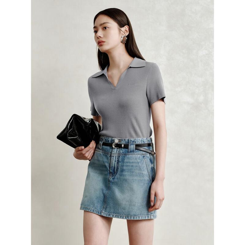 Peacebird Women's Mint Cool Polo Knit Short Sleeve Top