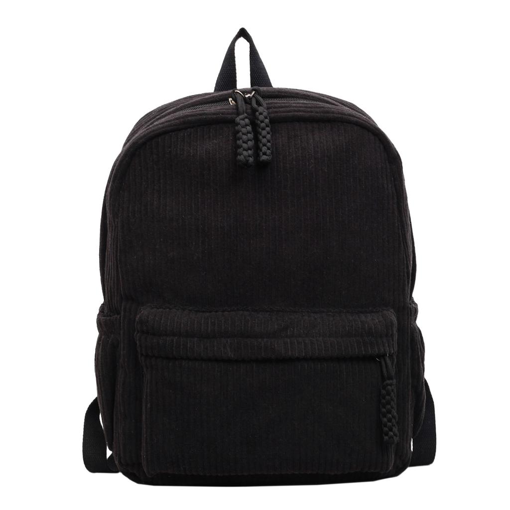 Schoolbag Solid Color Corduroy Backpack Women's 1011 New Middle School Middle School High School Student School Bag Men's Travel Backpack Large 