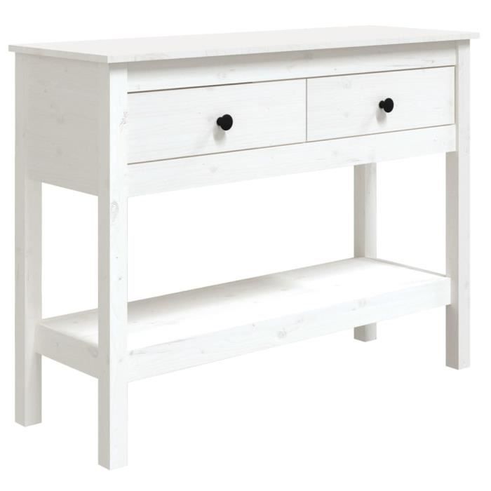 VidaXL Table console Blanc 100x35x75 cm Bois massif de pin 814625