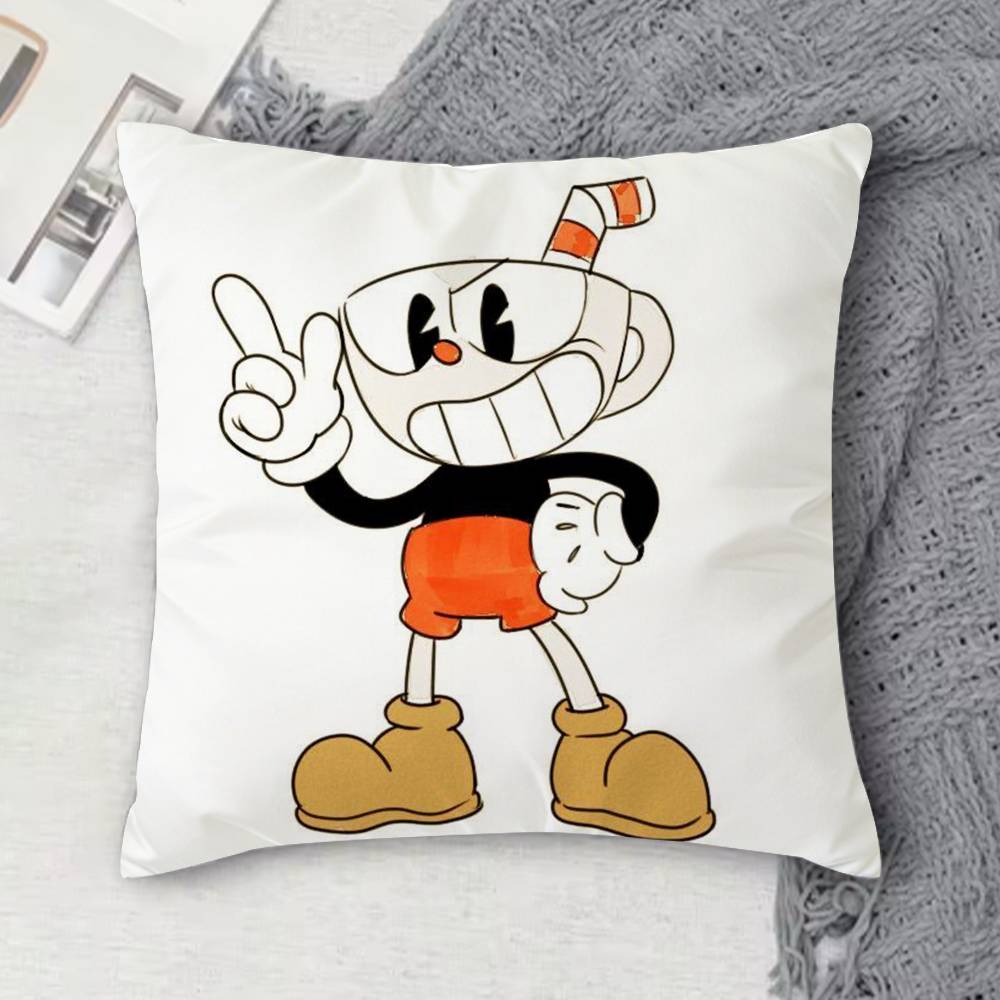 C-Cuphead Double-Sided Printed Square Decorative Cushion Cover For Sofa Living Room Home Decor