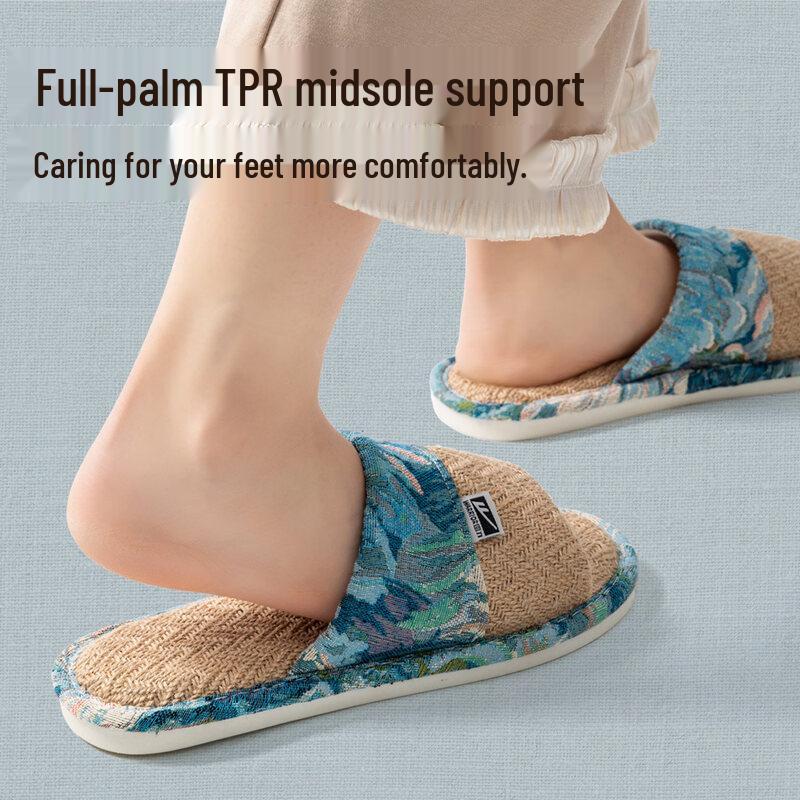 Warrior Women's Linen & Rattan Mat House Slippers