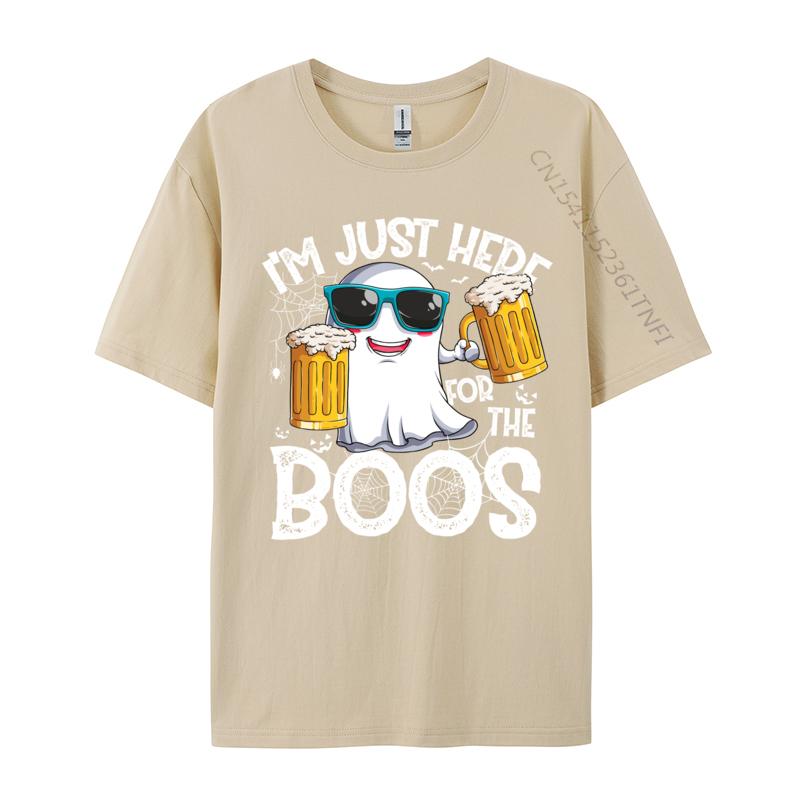 I Im Just Here For The Boos Funny Halloween Ghost Personalized Autumn Pure Cotton Tops & Tees Crazy T Shirts
