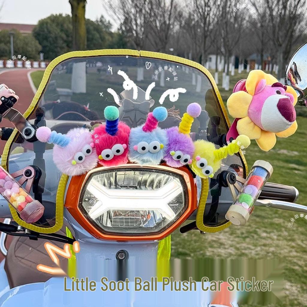 Electric Vehicle Cute Fur Ball Helmet Accessories