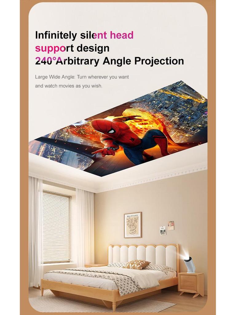 Portable 4K HD Mini Projector for Home & Bedroom