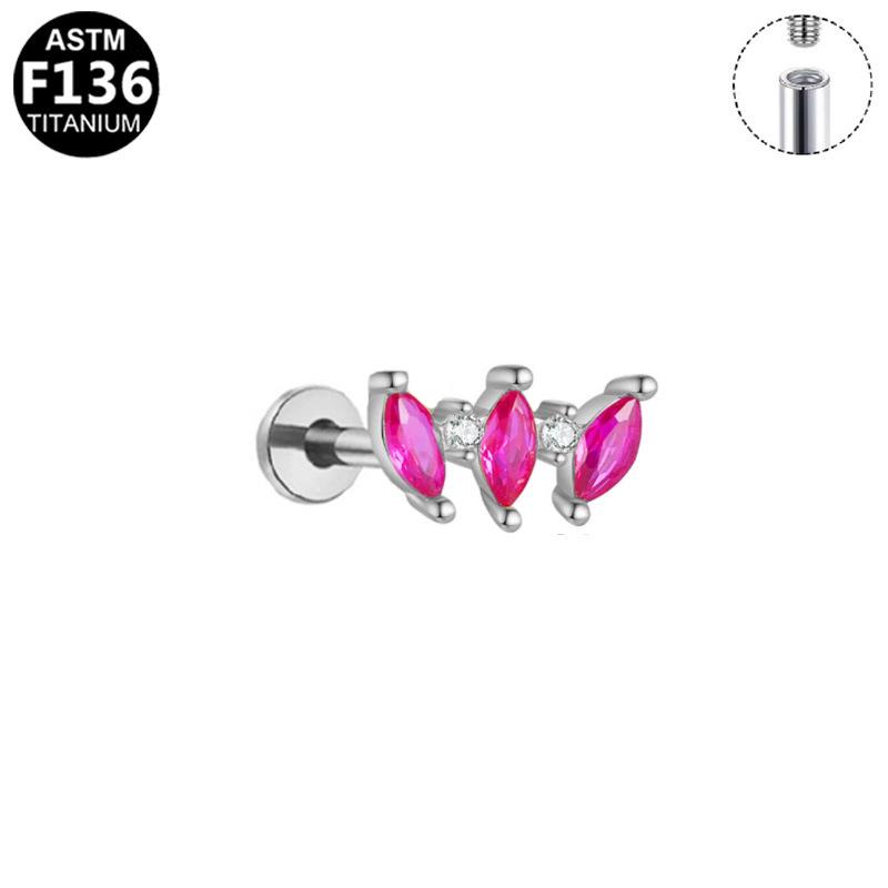 Elegant Titanium Alloy Zirconia Stud Earrings - Versatile Internal Thread for Ear Cartilage & Lip Piercings