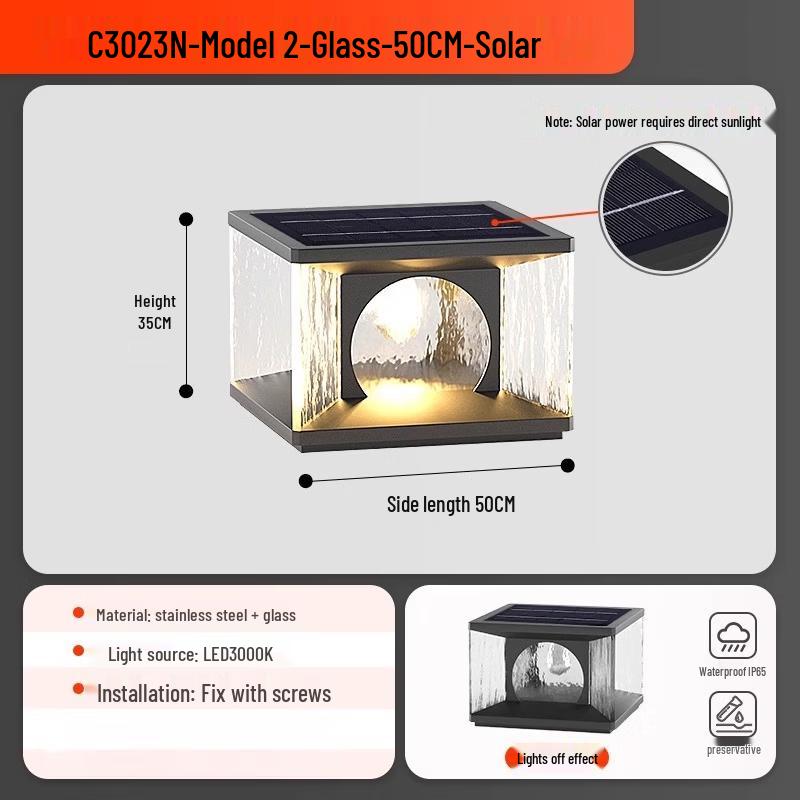 Oeny Bright Moon 50cm Solar Outdoor Pillar Light