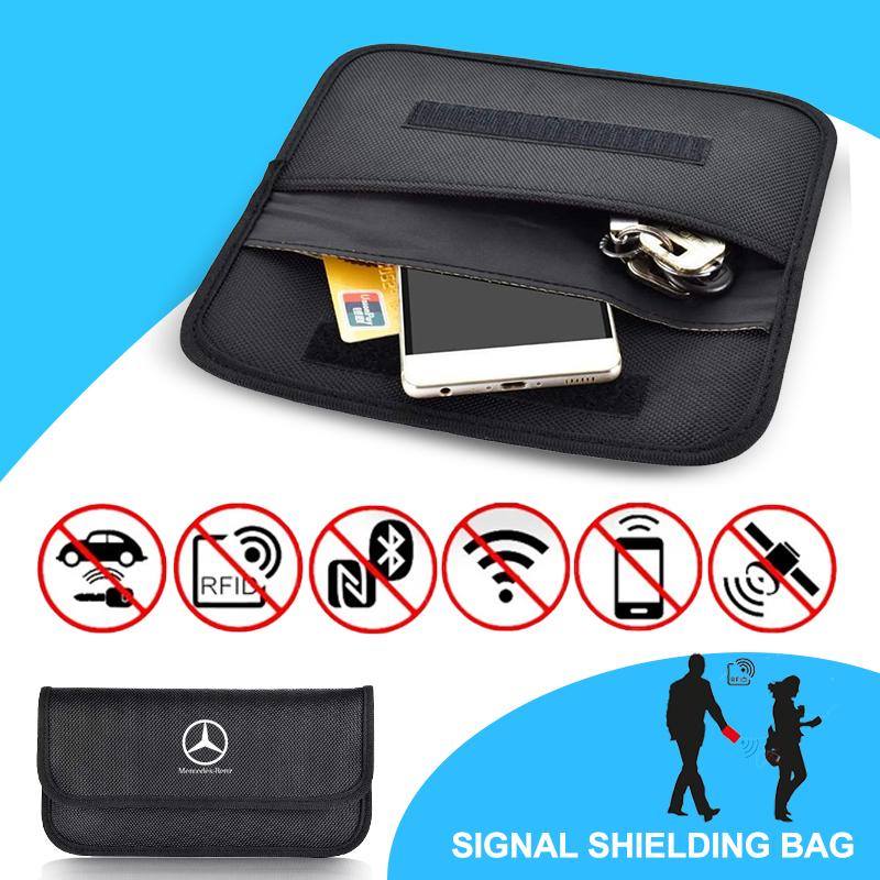 Car Key Signal Blocker Case Faraday Cage Fob Pouch RFID Blocking Bag For Mercedes Benz AMGW204 W205 W212 W213 W177 W246 GLA GLC BW2