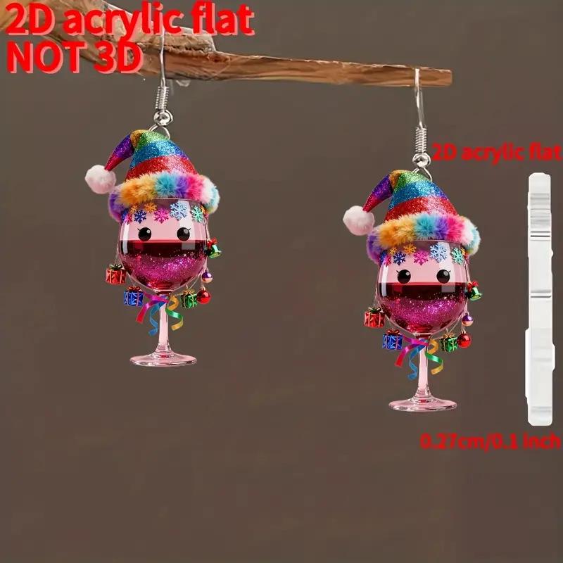 Festive Wine Glass Acrylic Earrings: Christmas & Valentine's Day Decorations
