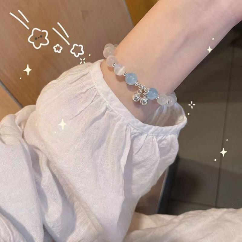 Xiaohongshu Style Soft Gradient Pink Bracelet for Students: Ice Transparent Finger Wrap Around Beads - Perfect for Gifting Besties.