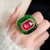 Red Zircon Smooth Heart-shaped Open Ring Simple Index Finger Rings Jewelry for Women