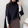 Pullover Sweater Female 2026 Winter Irregular High Neck Knitted Cloak Casual Long Sleeve Solid Warm Shawl Scarf Pullover Women