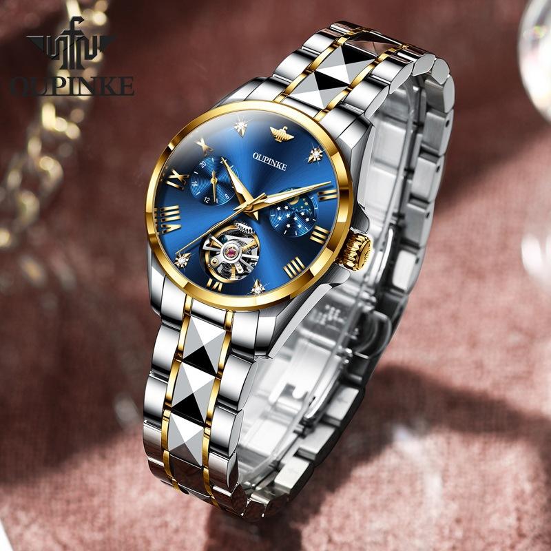OUPINKE Waterproof Moon Phase Tourbillon Automatic Mechanical Watch Women's Watch Women's Watch
