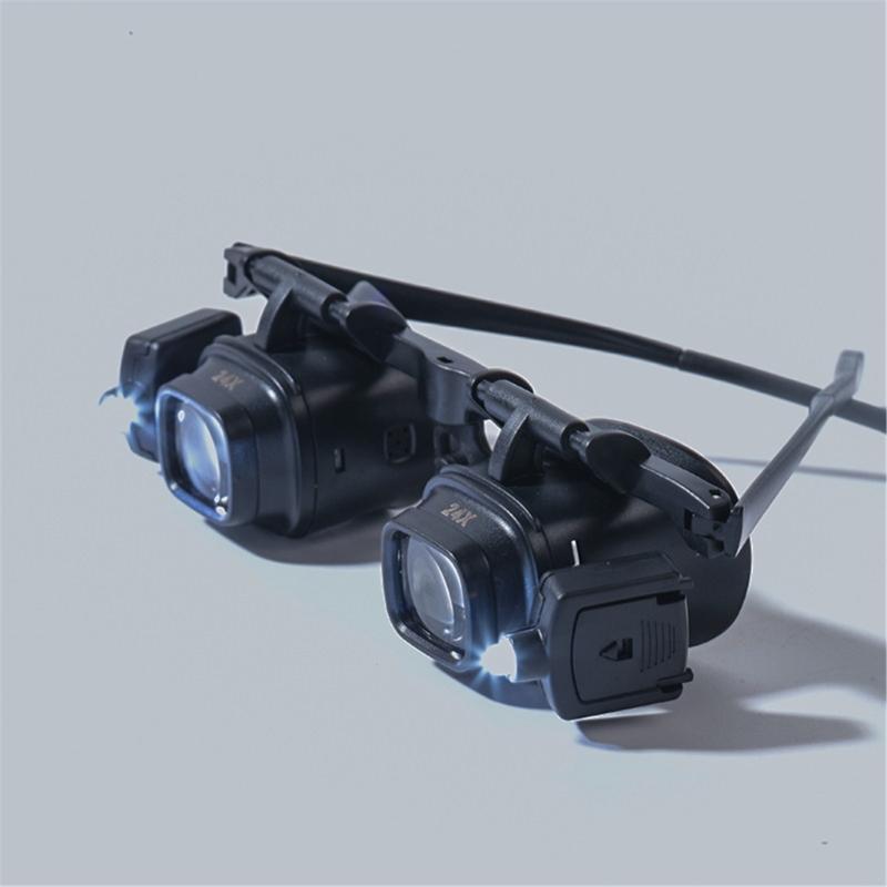 Adjustable LED Head Magnifier Glasses Convenient LED Head Mounted Magnifier For Sewing Crafts And Electronics 2X 24X