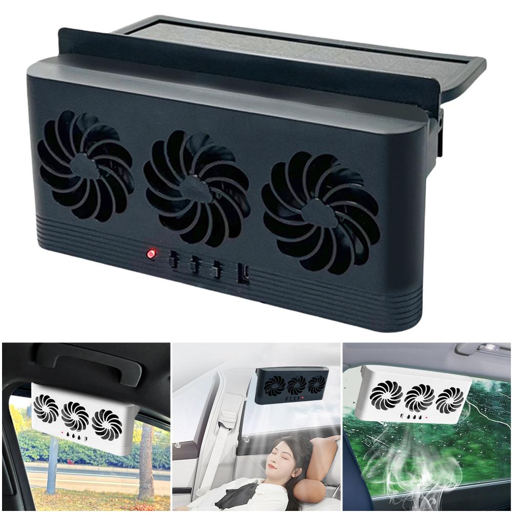 3-in-1 5000 RPM 2.5W 5.5V Solar Car Exhaust Fan with 3 Air Outlets Car Radiator Cooling Fan Air Vent Fan Eliminate Peculiar