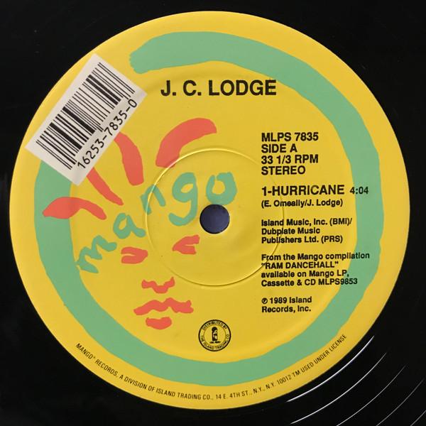 

12inch Record JC LODGE Hurricane MLPS7835 Mango 1989 US Reggae Ska Dub Used