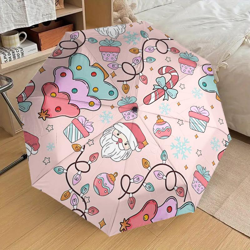 

1pc Christmas Festive Automatic Folding Umbrella Durable Iron Frame, Iron Umbrella Structure Suitable for All Seasons yy260203135