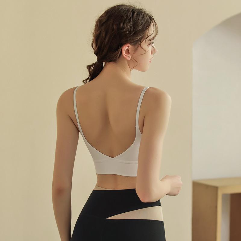 Женский весенне-летний однотонный спортивный бюстгальтер с открытой спиной и бретельками Push Up для фитнеса и йоги с перекрестной спиной S белый