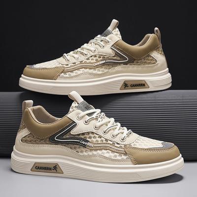 Fashion Men's Shoes 2025 Summer New Breathable Beige Shoes Men's Trendy and Versatile Thick Soled Sports Board Shoes Trendy Shoes
