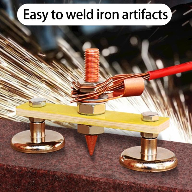 Magnetic Double Head Welding Support Clamp Fixture for Maintenance Welding Ground Clamp Holder Ground Wire Clamp Fixture