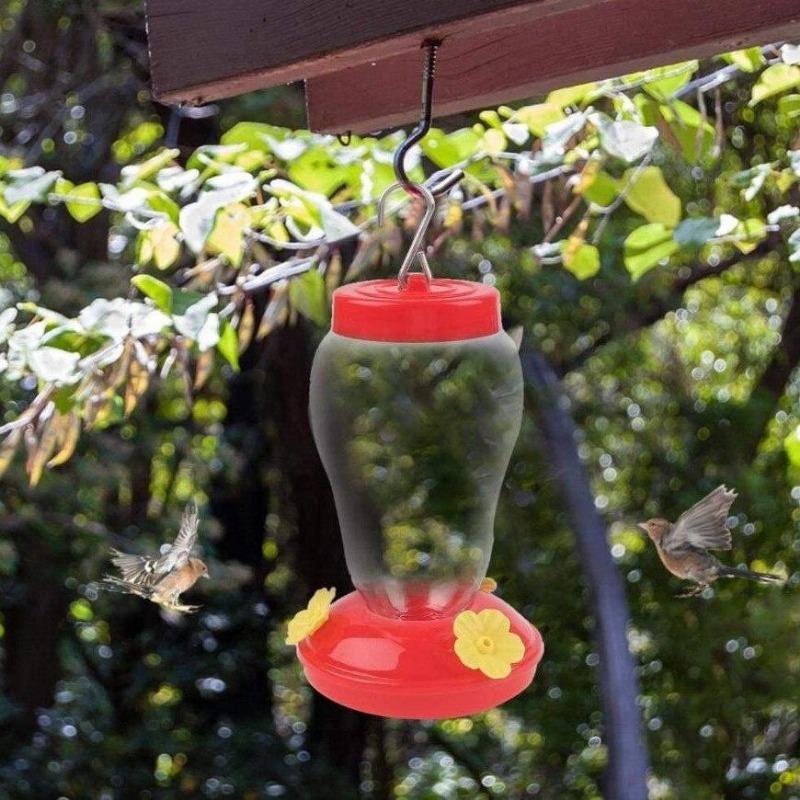 New 480ML Plastics Bird Water Feeder Bottle Hanging Hummingbird Feeder Garden Outdoor Plastic Flower Iron Hook Pet Bird Supplies