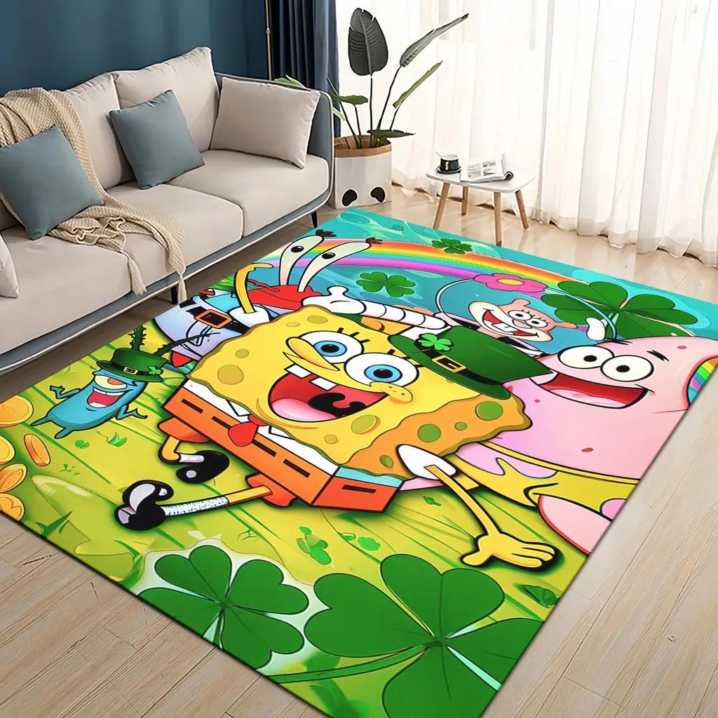 3D Cartoon S-SpongeBob Funny Area Rug,Carpet Rug for Living Room Bedroom Sofa Doormat Decoration,kids Non-slip Floor Mat