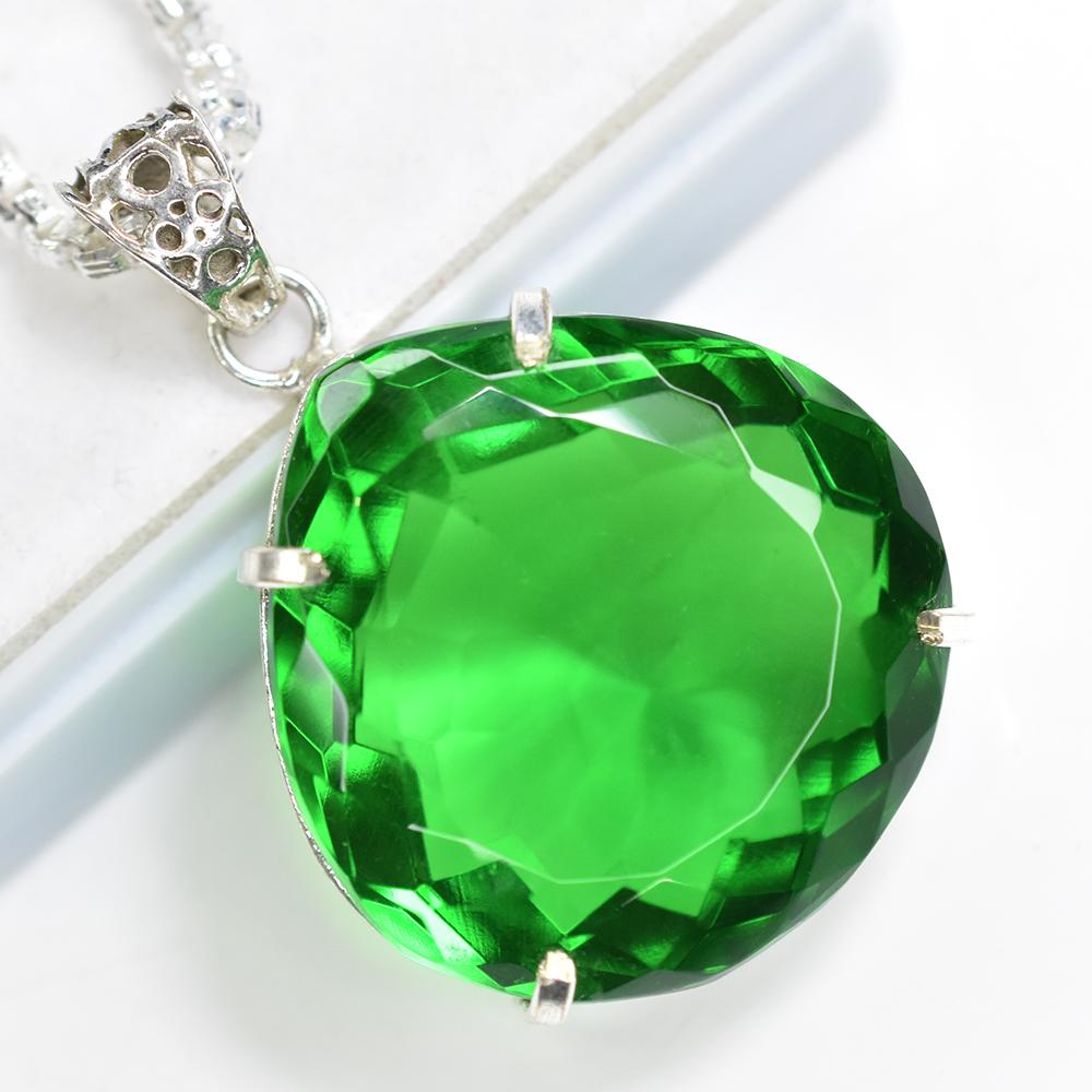 Natural Green Topaz 118 Ct Pendant Jewelry Certified Gemstone Gift For Her/ Him MY.PD-106-NS