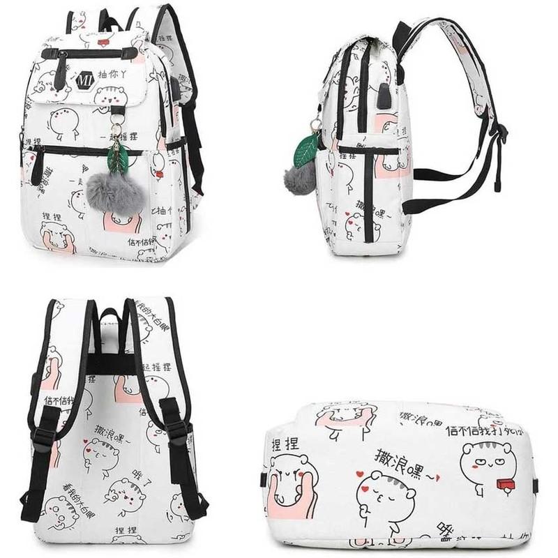 Asge Women's Fashion School Bag Kawaii Printing Backpack Girls Casual Waterproof Backpack School Teenager Daypack