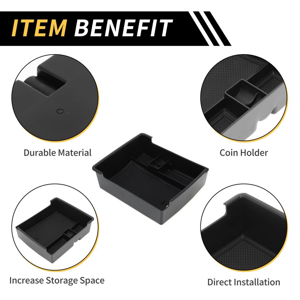 REPAIROCK Center Console Organizer Tray Armrest Storage Box Insert Tray Plastic Black for Ford Maverick 2022 2023 2024