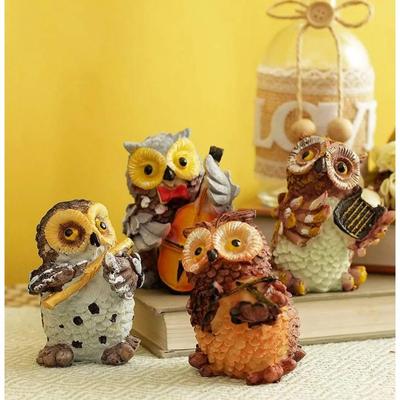 Pièce maîtresse/figurines/statues de hibou pour la bonne chance | Jouer des instruments de musique pour la décoration de la maison et du bureau