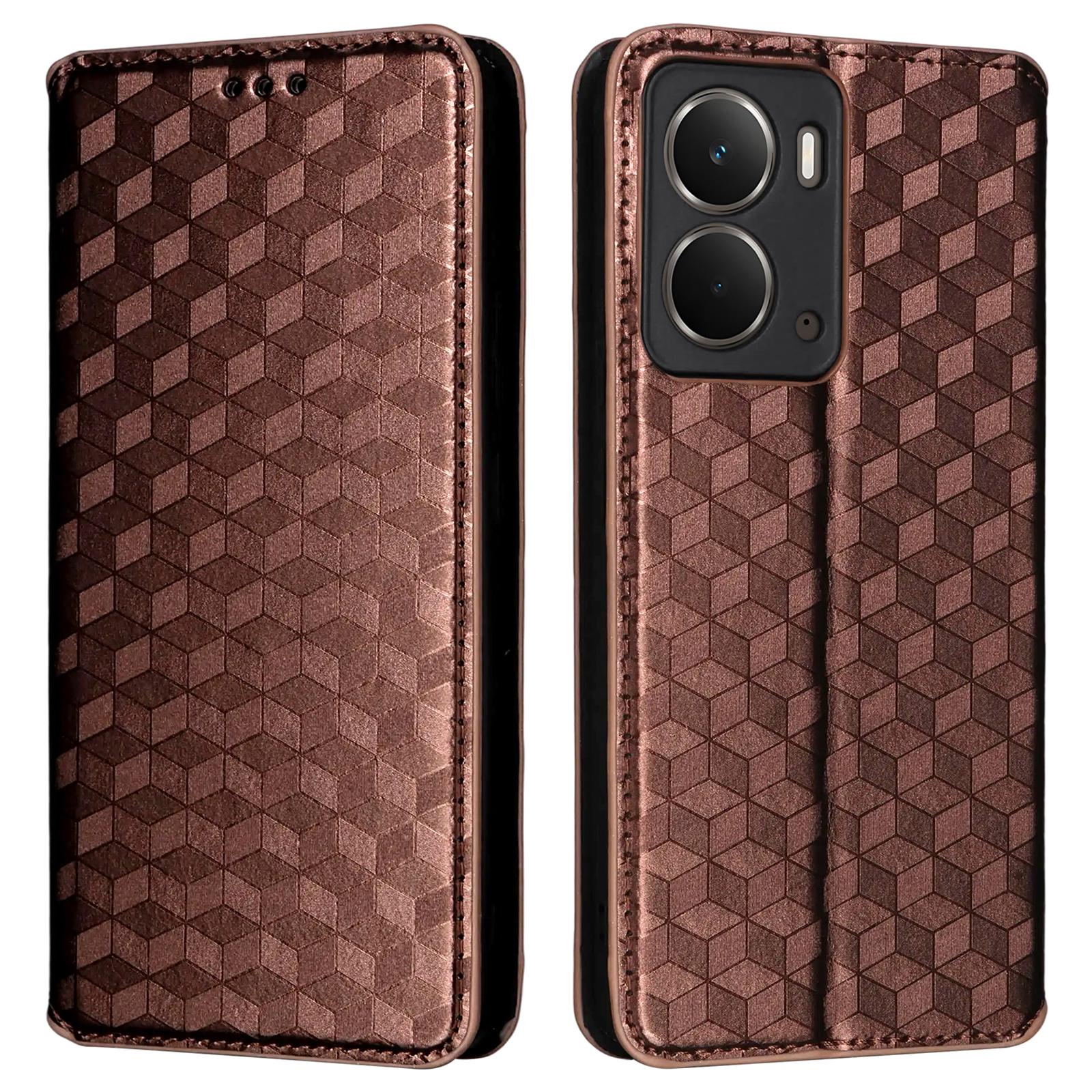 

Для Realme Neo7x 5G/P3 5G Чохол Гаманець Ромбоподібний Тиснений Шкіряний Чохол для Телефону Brown