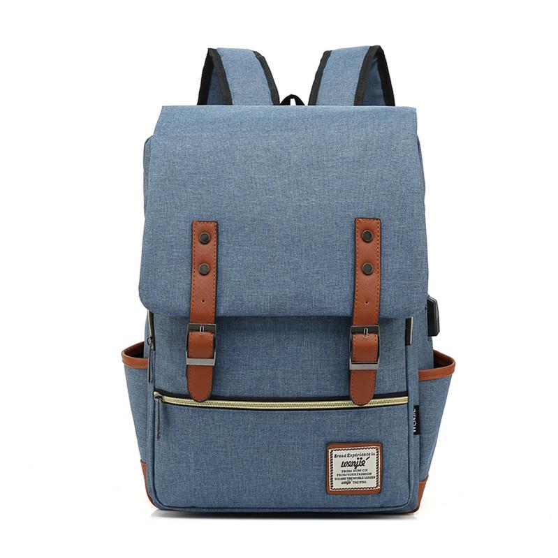 Retro Canvas USB Travel Backpack for Men and Women