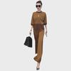 2025 Spring/Summer European Women's Spliced Plaid Sweatshirt & Wide-Leg Pants Set
