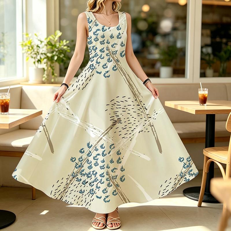 Women's Sleeveless Maxi Tank Dress Lightweight Loose Fit,Minimalist Style,Ideal for Beach Vacation,Daily Casual & Outdoor Travel,Versatile Fashion