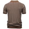 Summer Men's Striped Knit Polo Shirt Short Sleeve Casual Top