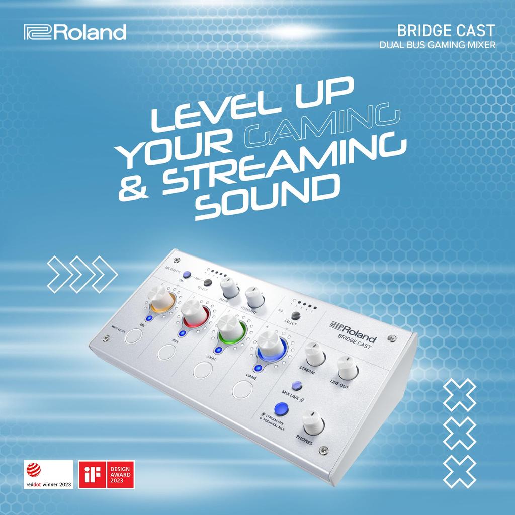 Roland Bridge Cast Gaming DAC Amp Audio Interface Streaming Mixer Ice White