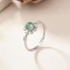 S925 Sterling Silver Ring Inlaid with Dangerous Material Natural Jadeite Blue Water Sunflower Ring Female Live Design