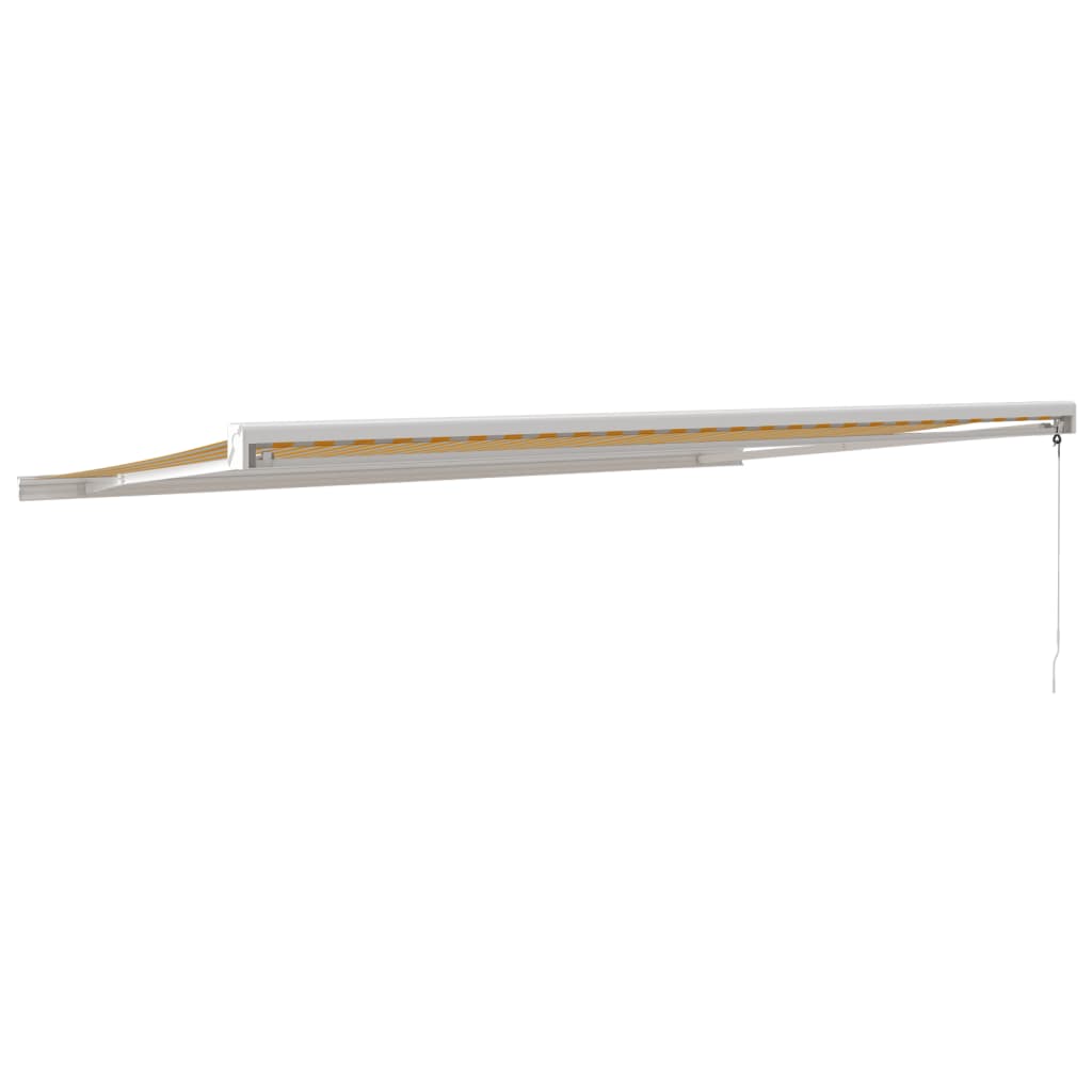 Awning Retractable Yellow and White 5x3 m Fabric and Aluminium