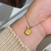 Women's Chinese-Style Brushed Gold Square Pendant Necklace: Simple, Luxurious, Versatile Clavicle Chain Jewelry