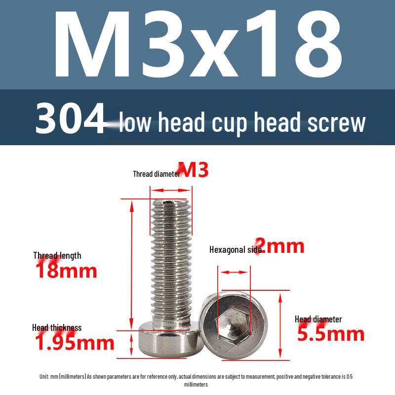 304 Edelstahl Flachkopf Innensechskant Maschinenschrauben M3-M10