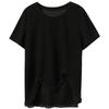 Sancai Plus Size Black Round Neck T-shirt