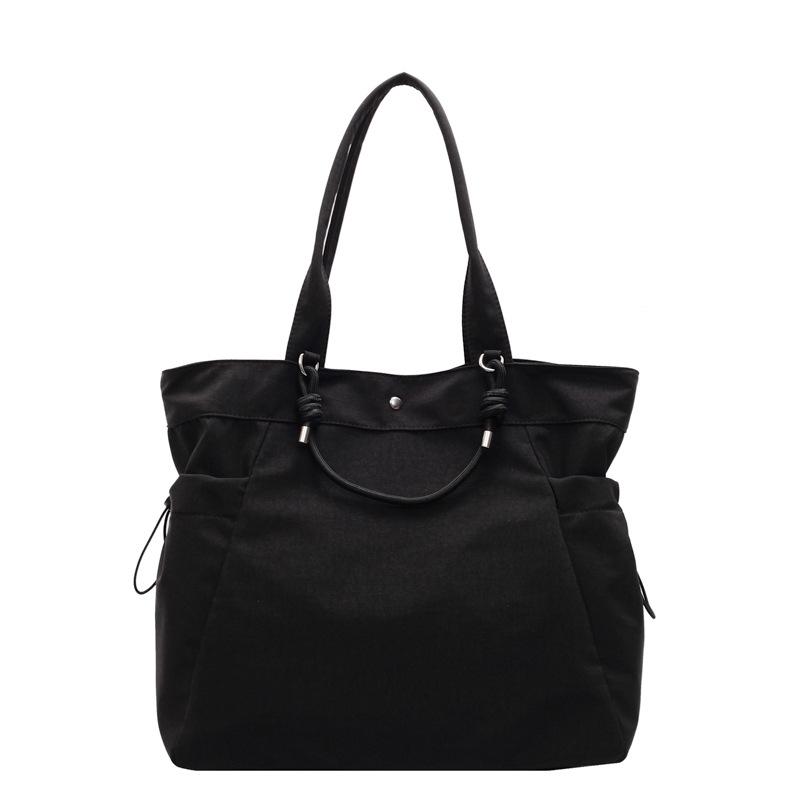 Nylon Tote Bag Women Large Capacity Shoulder Bag with Side Pockets and Adjustable Handle