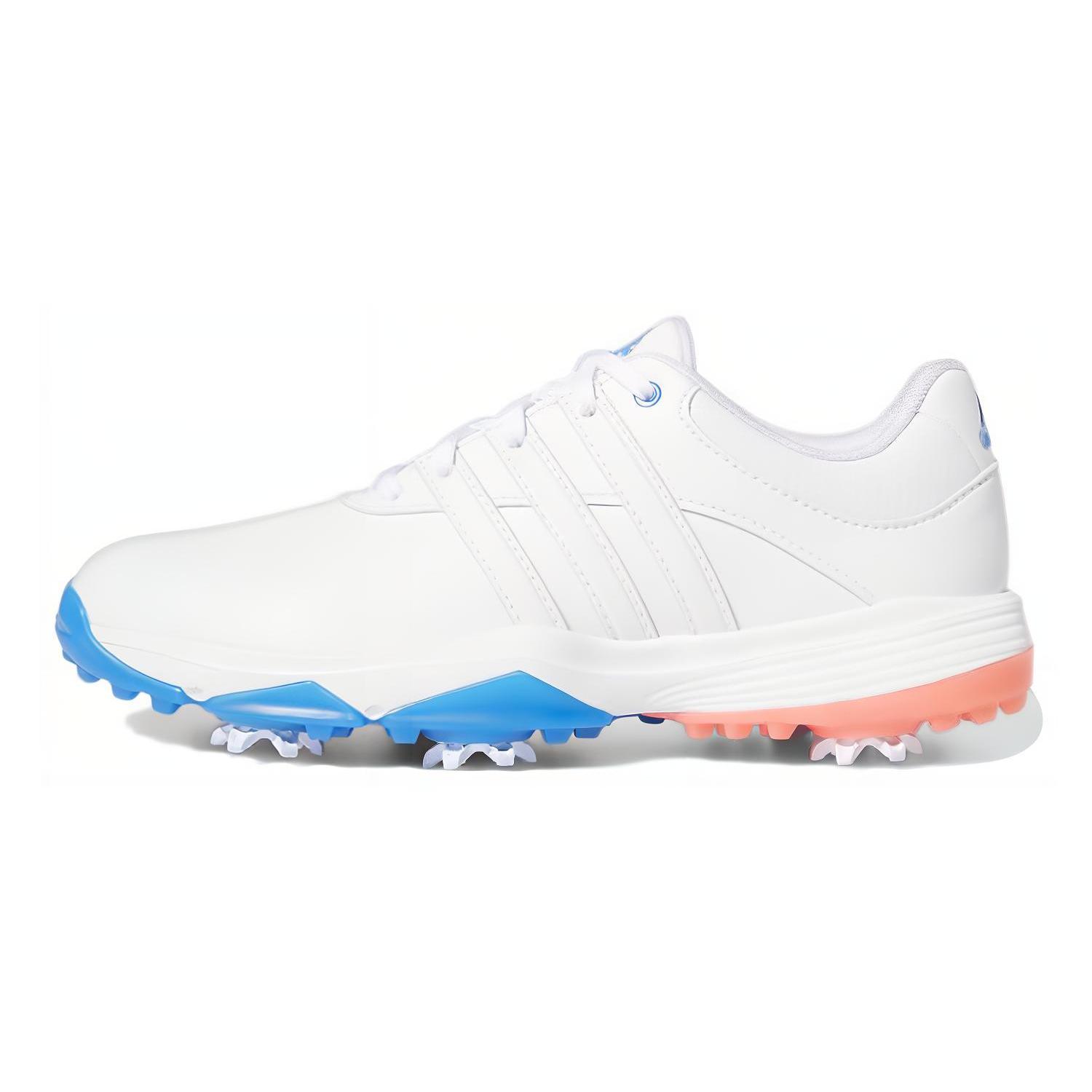 

New Adidas Tour360 22 Golf J Anti-Slip Wear-Resistant Kids Training Shoes White Blue Teenagers GV9665 37