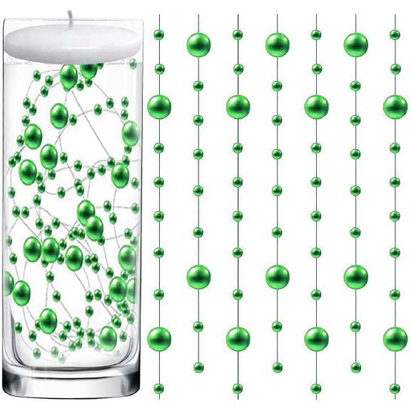50 Pcs Pearl String for Floating Candles Centerpiece, Red Faux Pearl Beads Vase Filler for Wedding Table Décor.